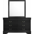  Elements International Louis Philippe 6-Drawer Dresser & Mirror in Black IMAGE 2