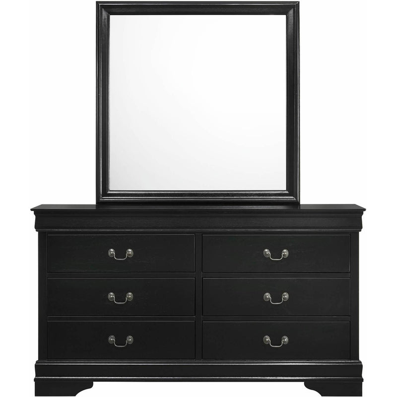  Elements International Louis Philippe 6-Drawer Dresser & Mirror in Black IMAGE 2