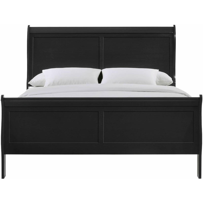  Elements International Louis Philippe Queen Panel Bed in Black IMAGE 2