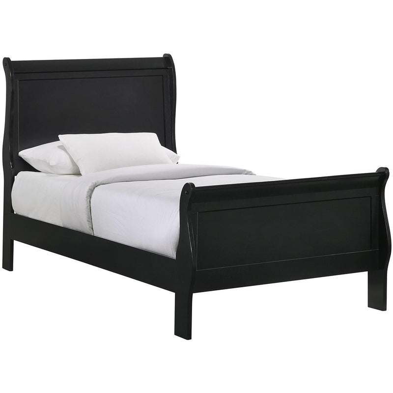  Elements International Louis Philippe Twin Panel Bed in Black IMAGE 1