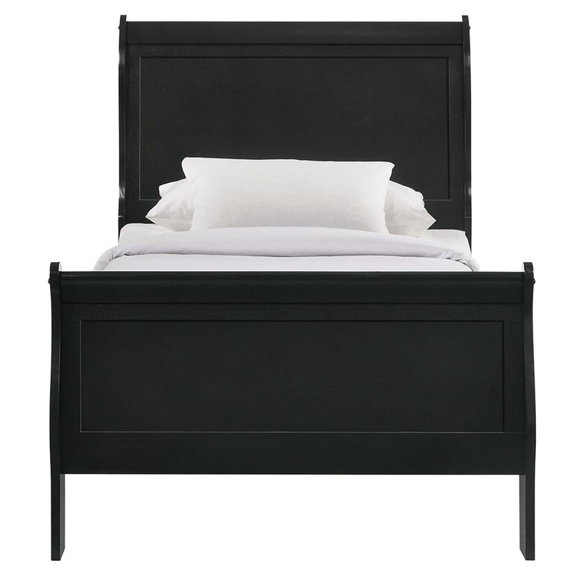  Elements International Louis Philippe Twin Panel Bed in Black IMAGE 2