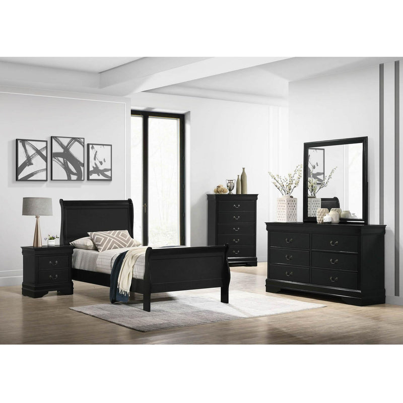  Elements International Louis Philippe Twin Panel Bed in Black IMAGE 7