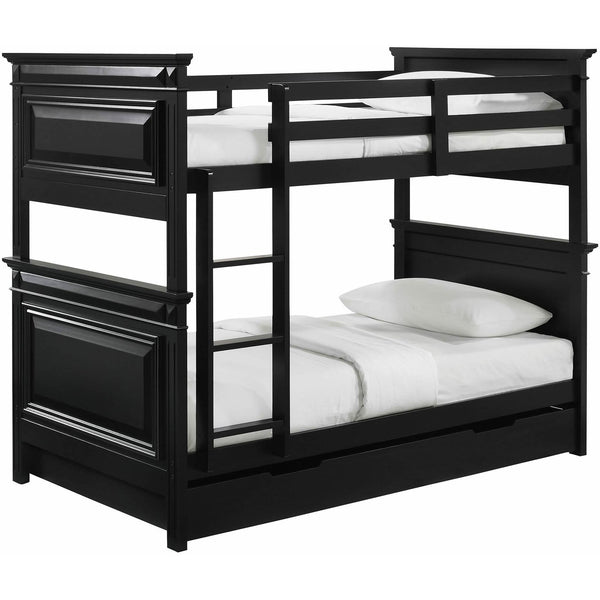  Elements International Calloway Twin over Twin Bunk Bed with Trundle in Antique Black IMAGE 1