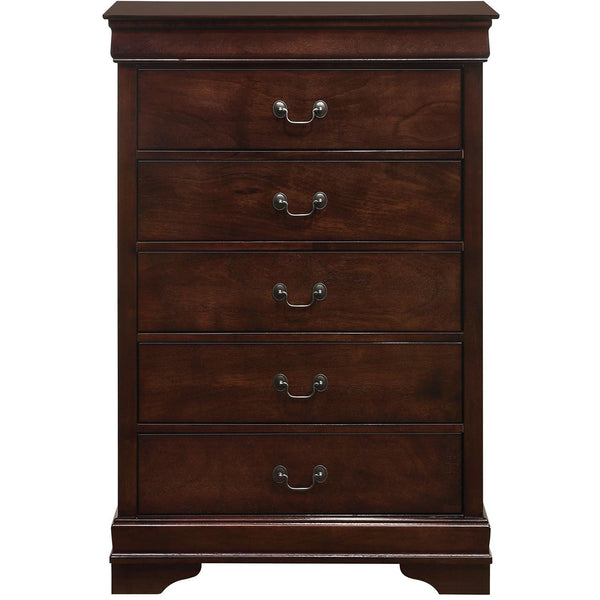  Elements International Louis Philippe 5-Drawer Chest in Cherry IMAGE 1