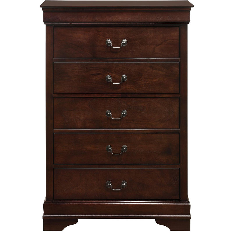  Elements International Louis Philippe 5-Drawer Chest in Cherry IMAGE 1