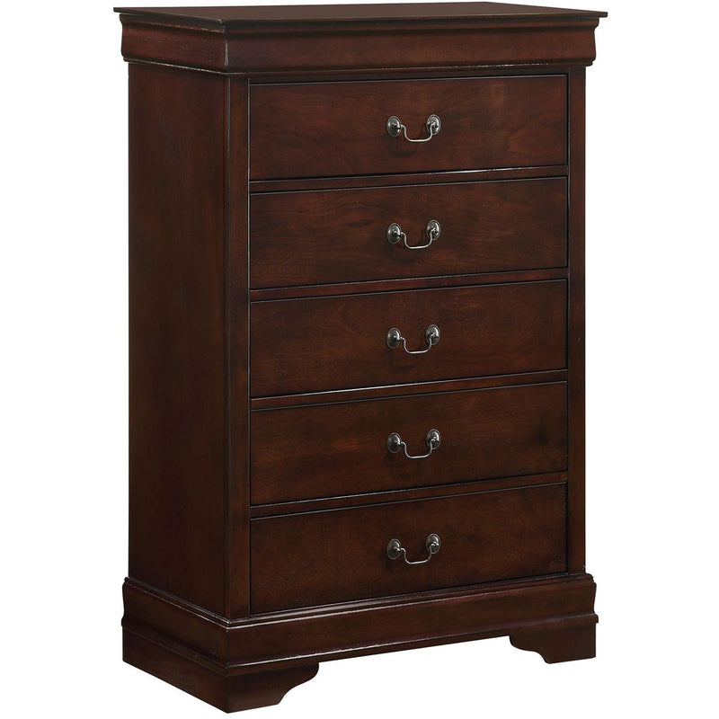  Elements International Louis Philippe 5-Drawer Chest in Cherry IMAGE 2