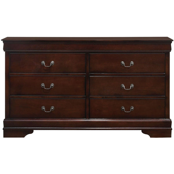  Elements International Louis Philippe 6-Drawer Dresser in Cherry IMAGE 1