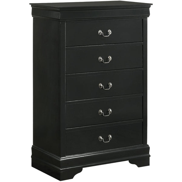  Elements International Louis Philippe 5-Drawer Chest in Black IMAGE 1