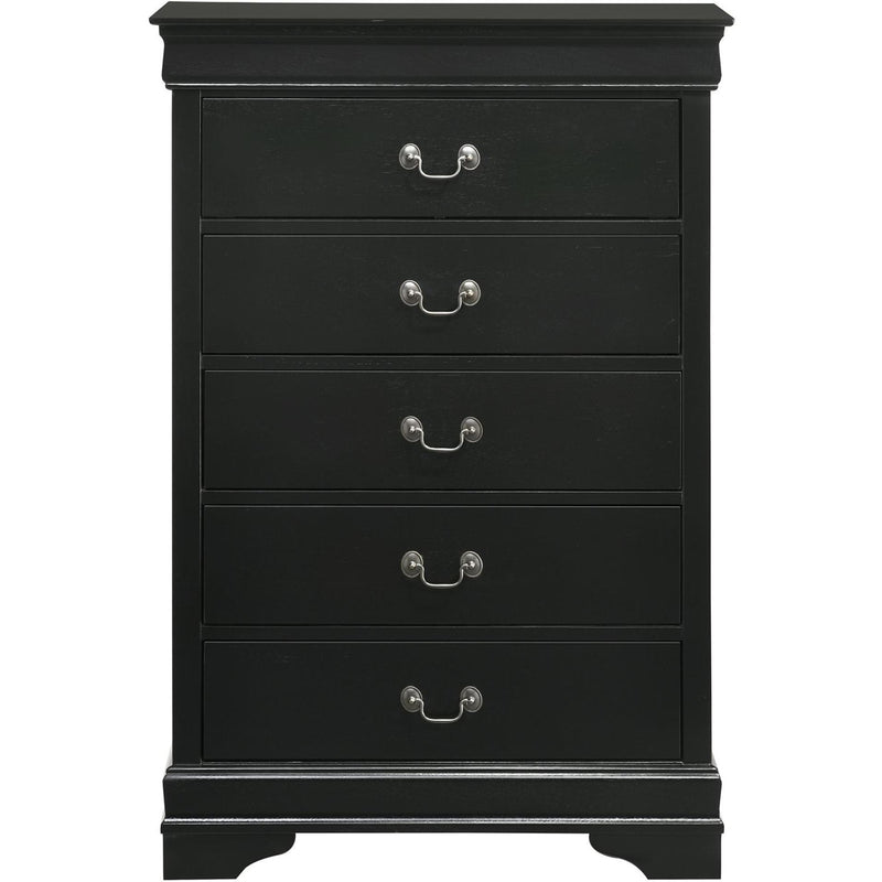  Elements International Louis Philippe 5-Drawer Chest in Black IMAGE 2