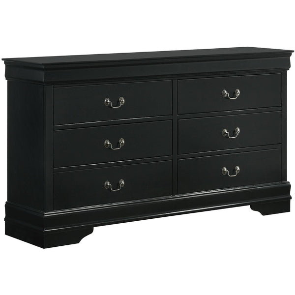  Elements International Louis Philippe 6-Drawer Dresser in Black IMAGE 1