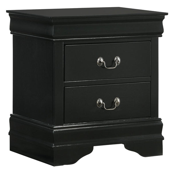  Elements International Louis Philippe 2-Drawer Nightstand in Black IMAGE 1