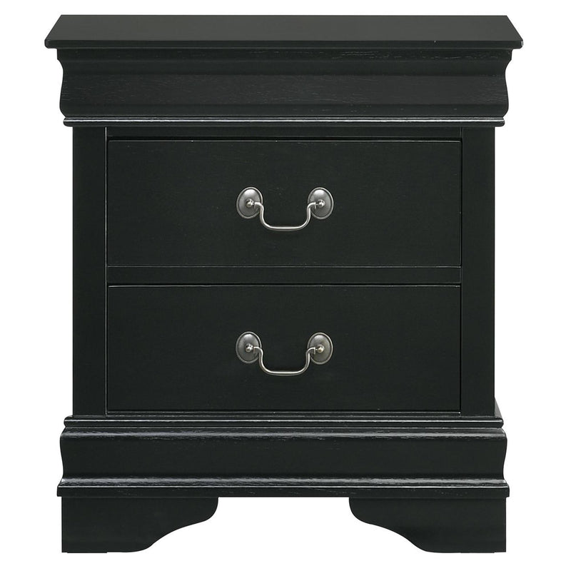  Elements International Louis Philippe 2-Drawer Nightstand in Black IMAGE 2