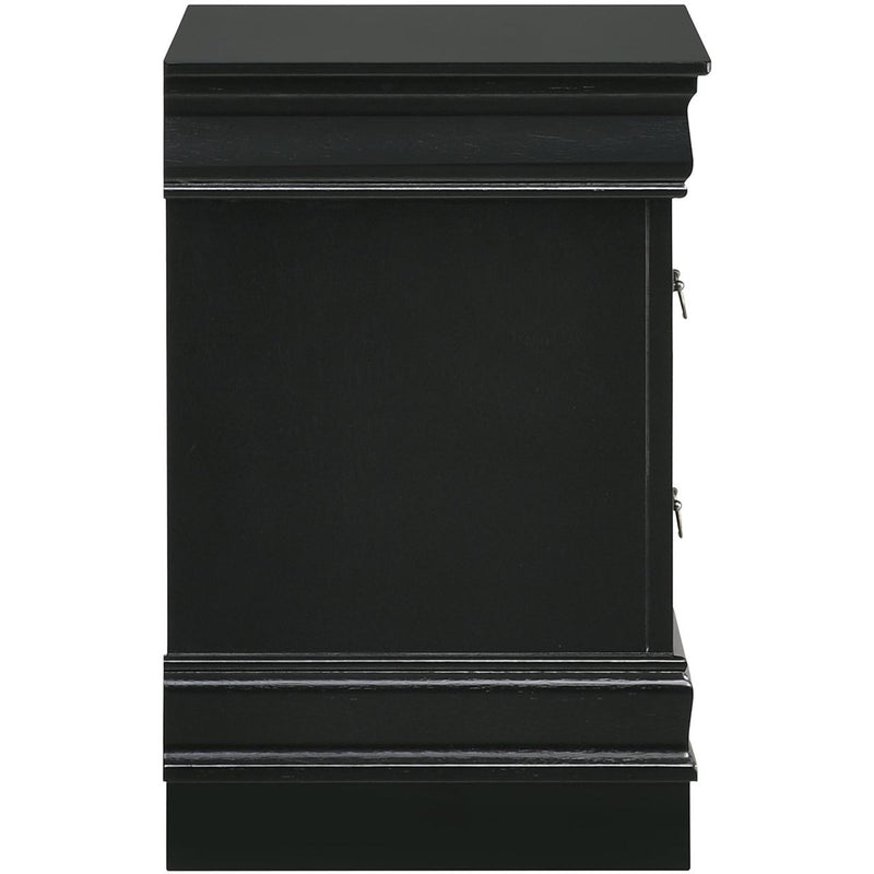  Elements International Louis Philippe 2-Drawer Nightstand in Black IMAGE 3