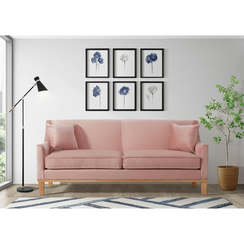  Elements International Palmer Sofa Blond Ash Distressed Wood Royal Blush IMAGE 6