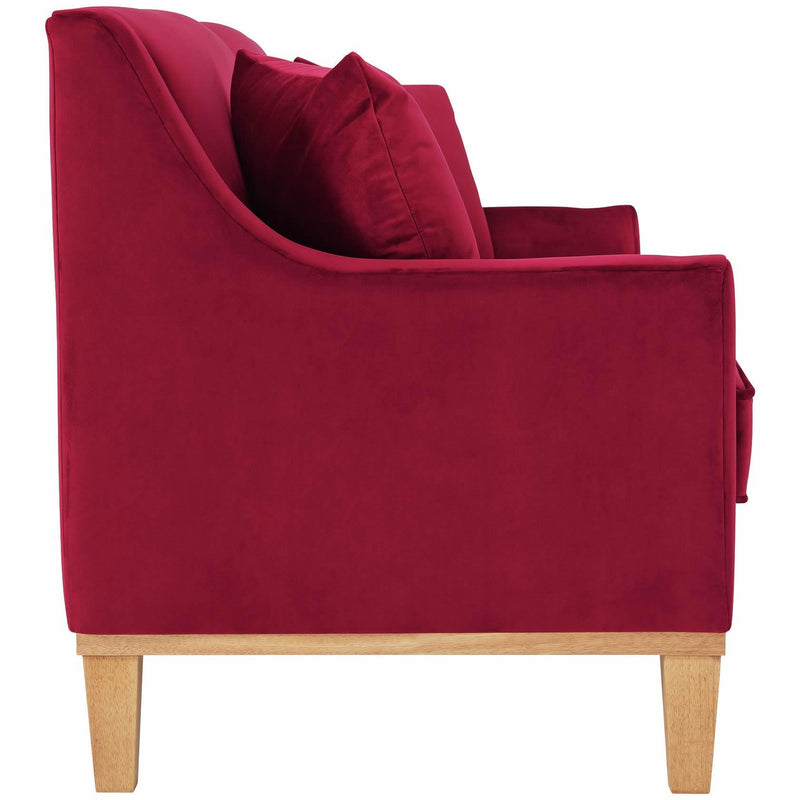  Elements International Palmer Sofa Blond Ash Distressed Wood Royal Ruby IMAGE 3