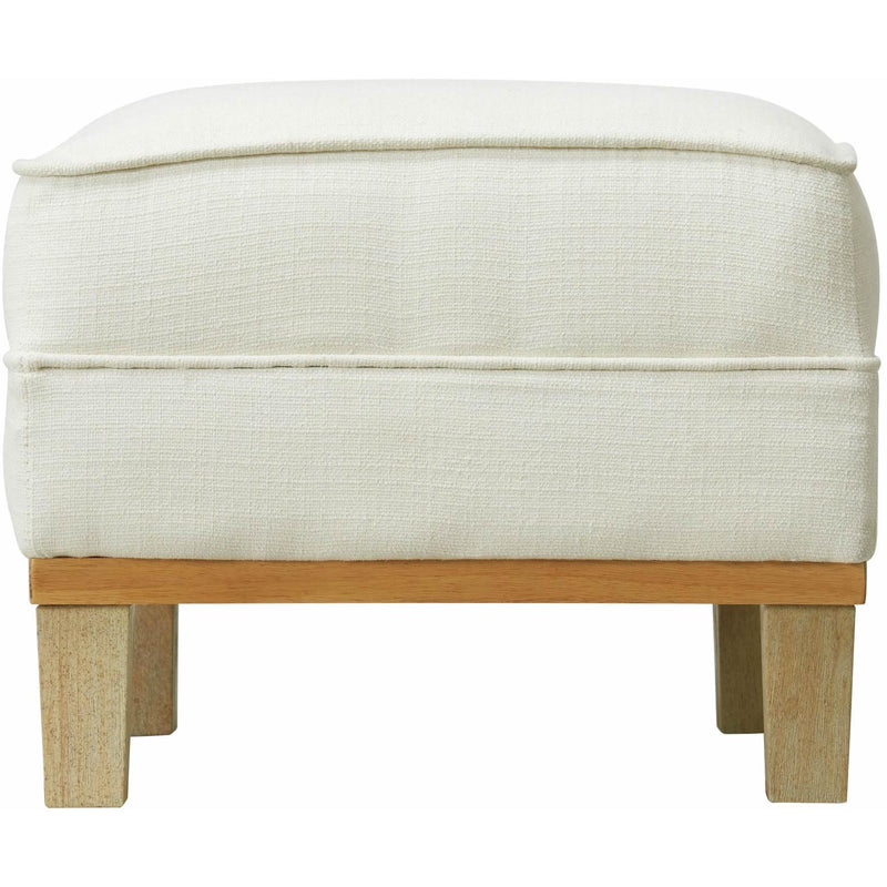  Elements International Palmer Ottoman Blond Ash Distressed Wood Garrison Cotton IMAGE 3