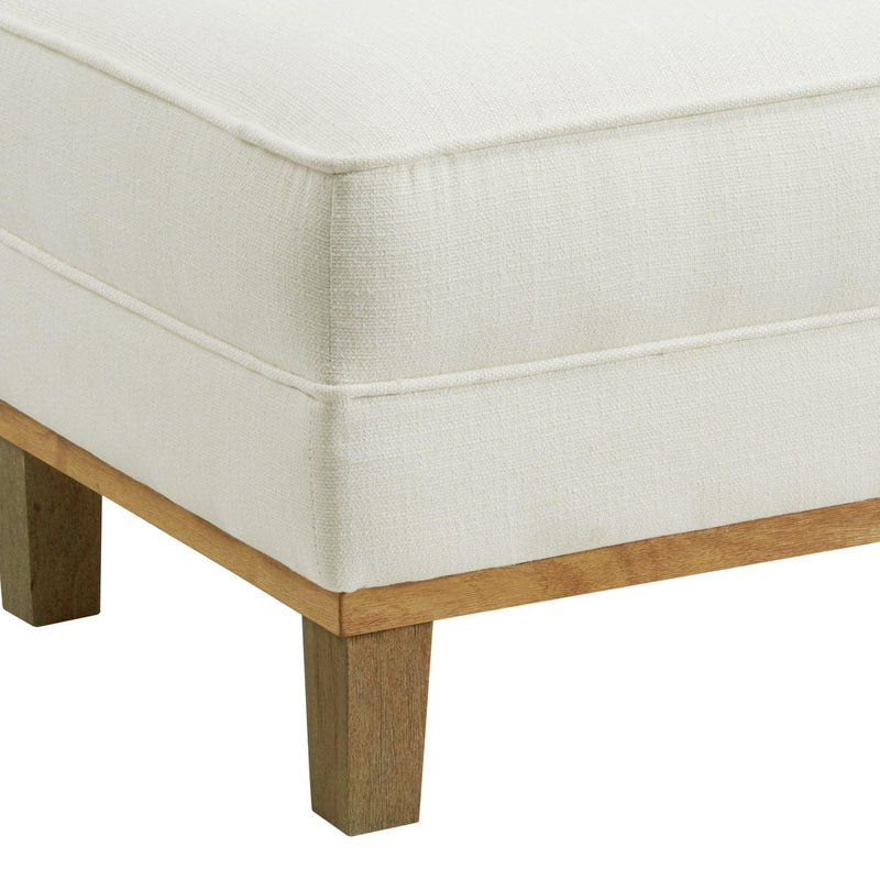  Elements International Palmer Ottoman Blond Ash Distressed Wood Garrison Cotton IMAGE 4