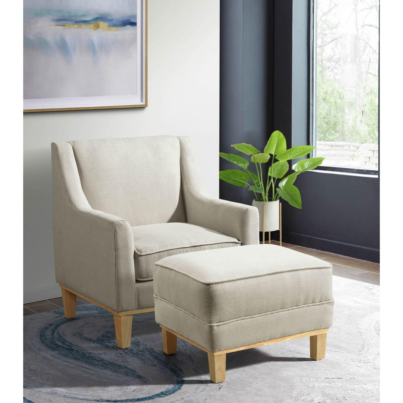  Elements International Palmer Ottoman Blond Ash Distressed Wood Garrison Hemp IMAGE 6