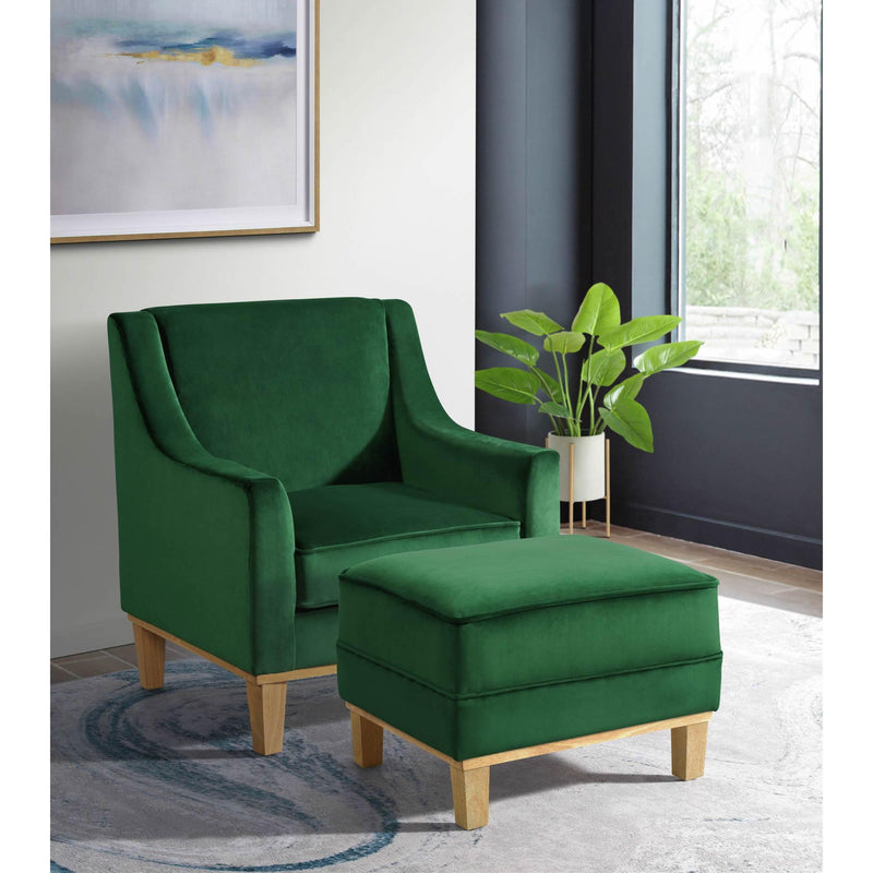  Elements International Palmer Ottoman Blond Ash Distressed Wood Royal Kelly Green IMAGE 5