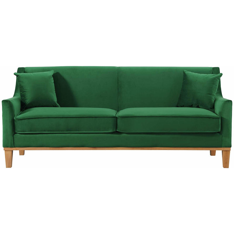  Elements International Palmer Sofa Blond Ash Distressed Wood Royal Kelly Green IMAGE 2