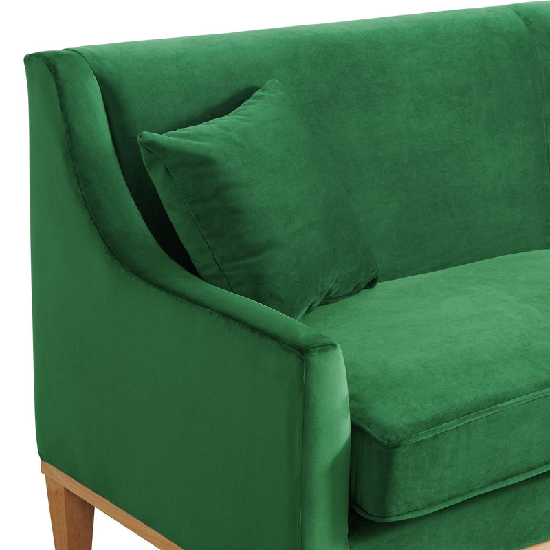  Elements International Palmer Sofa Blond Ash Distressed Wood Royal Kelly Green IMAGE 5