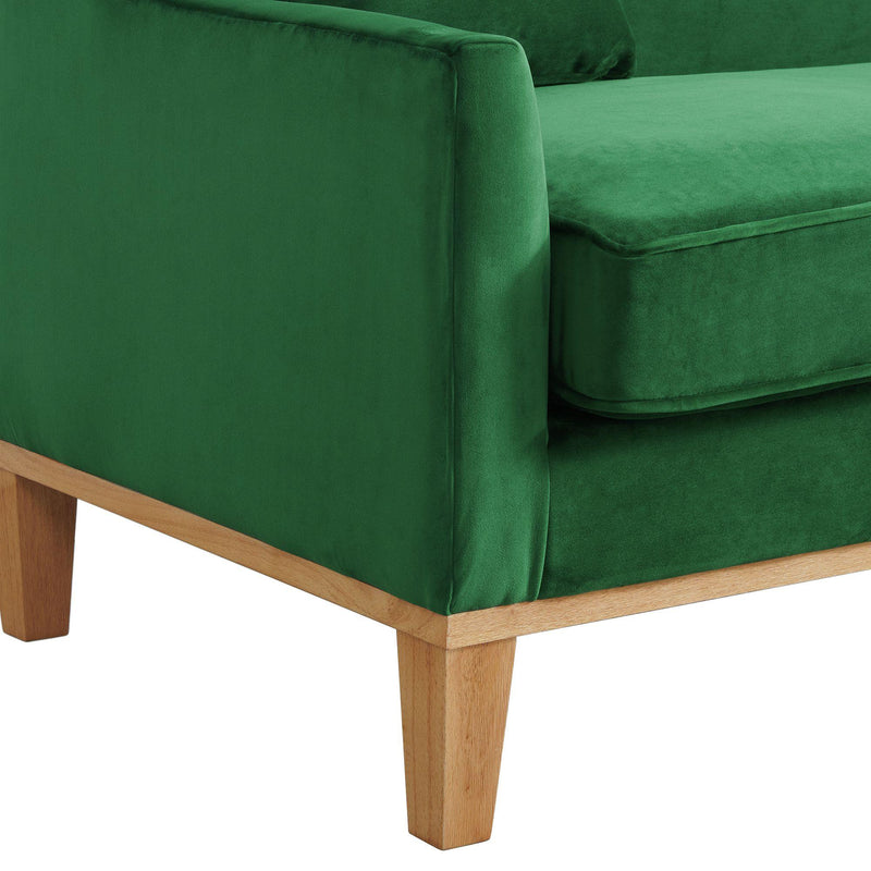  Elements International Palmer Sofa Blond Ash Distressed Wood Royal Kelly Green IMAGE 6