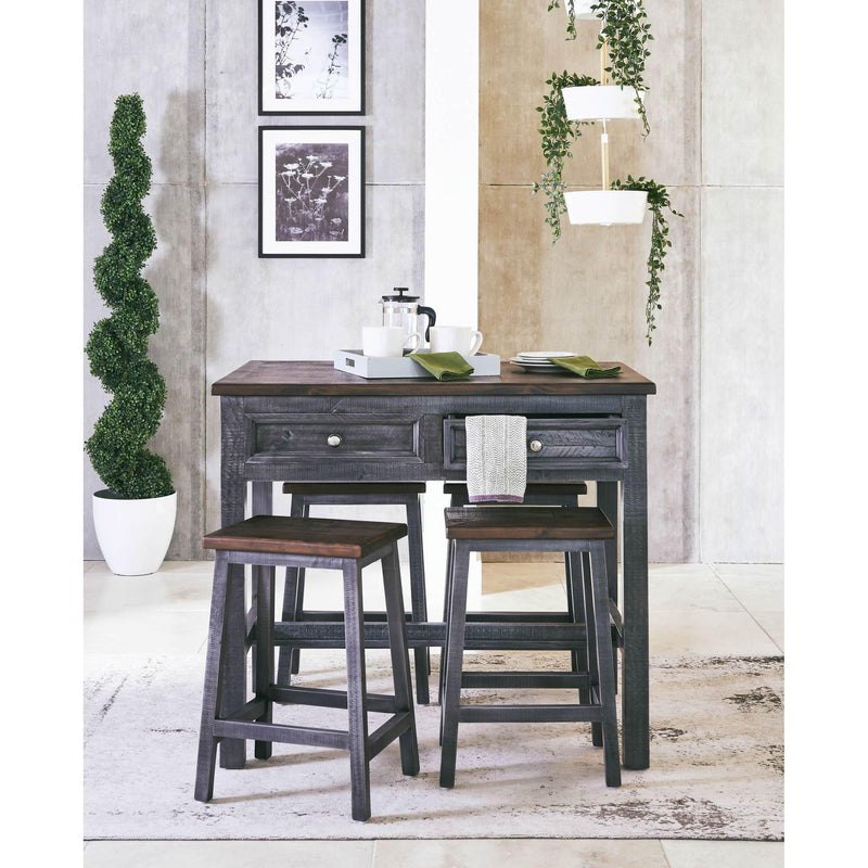  Elements International Ibiza Kitchen Island & 4 Stools (Villa Industrial Grey Base / Brown Top) IMAGE 15