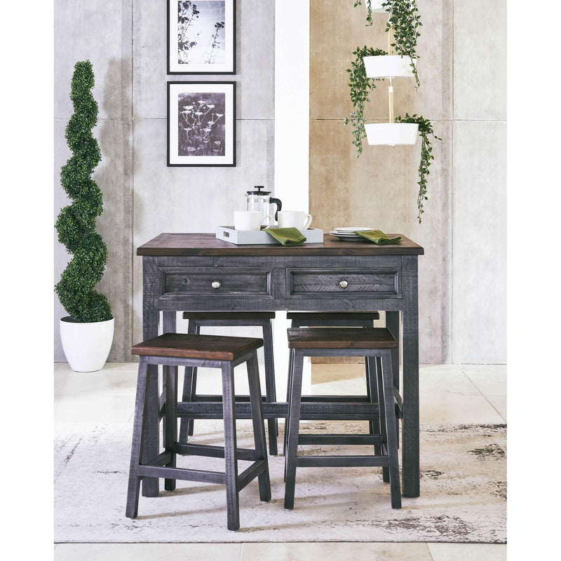  Elements International Ibiza Kitchen Island & 4 Stools (Villa Industrial Grey Base / Brown Top) IMAGE 3