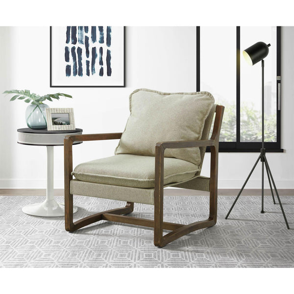  Elements International Spitfire Espresso Wood trim Chair in Mekinney Fawn IMAGE 1