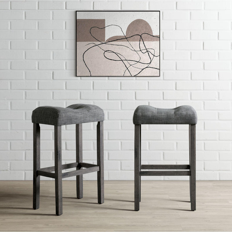  Elements International Oak Lawn Charcoal Grey 29" Barstool Grey Fabric IMAGE 7