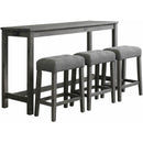  Elements International Oak Lawn Charcoal Grey Bar Table Single Pack (Table + 3 Grey Fabric Stools) IMAGE 1