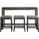  Elements International Oak Lawn Charcoal Grey Bar Table Single Pack (Table + 3 Grey Fabric Stools) IMAGE 2