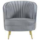  Coaster Furniture Sophia 506866 Upholstered Channel Tufted Barrel Accent Chair - Grey IMAGE 2