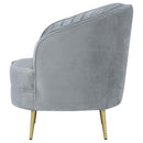  Coaster Furniture Sophia 506866 Upholstered Channel Tufted Barrel Accent Chair - Grey IMAGE 4