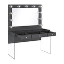 Coaster Furniture Afshan 935923 3-Drawer Vanity Set with Lighting - Grey High Gloss IMAGE 2