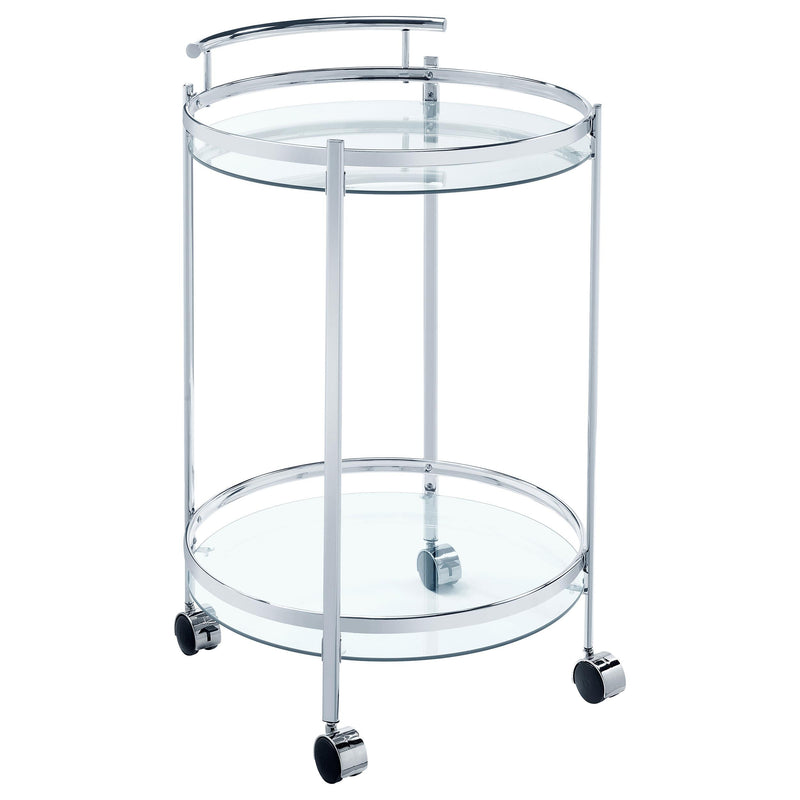 Coaster Furniture Chrissy 181367 Round Glass Bar Cart - Chrome IMAGE 1