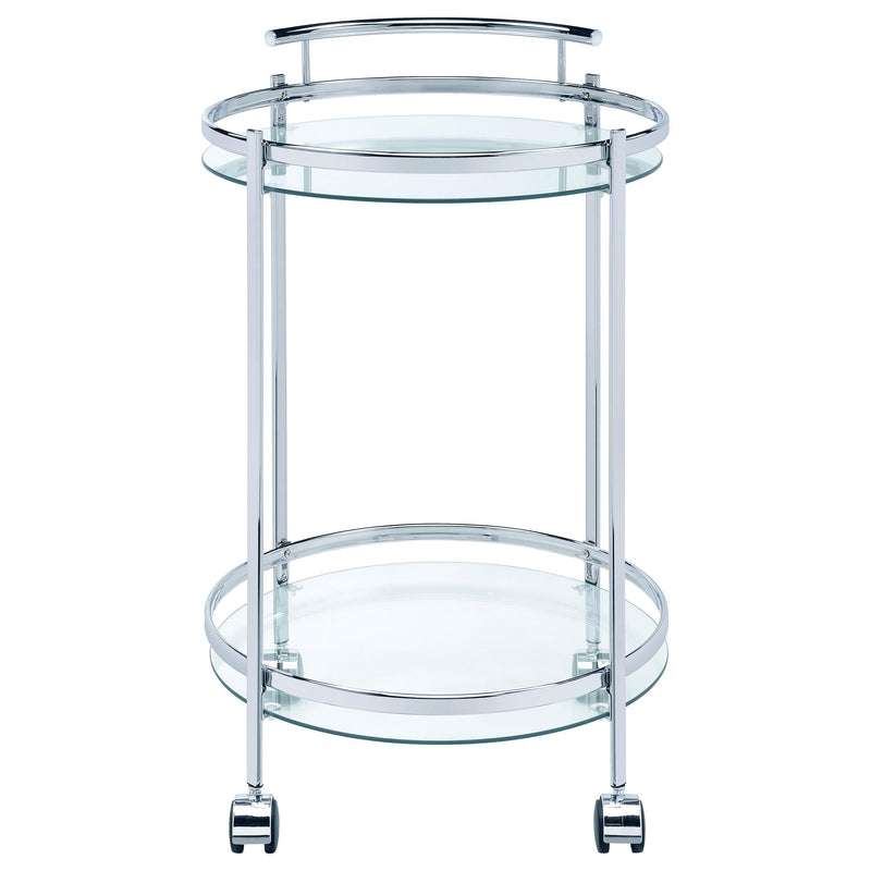Coaster Furniture Chrissy 181367 Round Glass Bar Cart - Chrome IMAGE 2