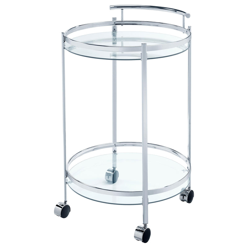 Coaster Furniture Chrissy 181367 Round Glass Bar Cart - Chrome IMAGE 3
