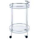 Coaster Furniture Chrissy 181367 Round Glass Bar Cart - Chrome IMAGE 4