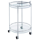 Coaster Furniture Chrissy 181367 Round Glass Bar Cart - Chrome IMAGE 5