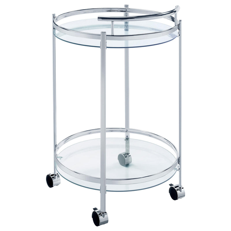 Coaster Furniture Chrissy 181367 Round Glass Bar Cart - Chrome IMAGE 5