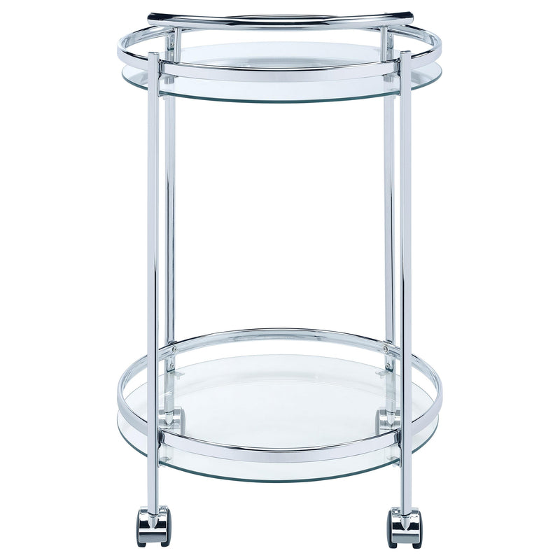 Coaster Furniture Chrissy 181367 Round Glass Bar Cart - Chrome IMAGE 6
