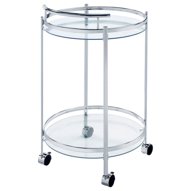 Coaster Furniture Chrissy 181367 Round Glass Bar Cart - Chrome IMAGE 7
