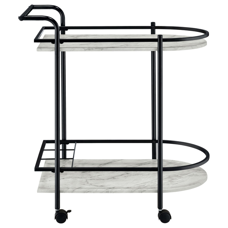 Coaster Furniture Desiree 181376 2-tier Faux Marble Shelf Metal Bar Cart - Black IMAGE 8