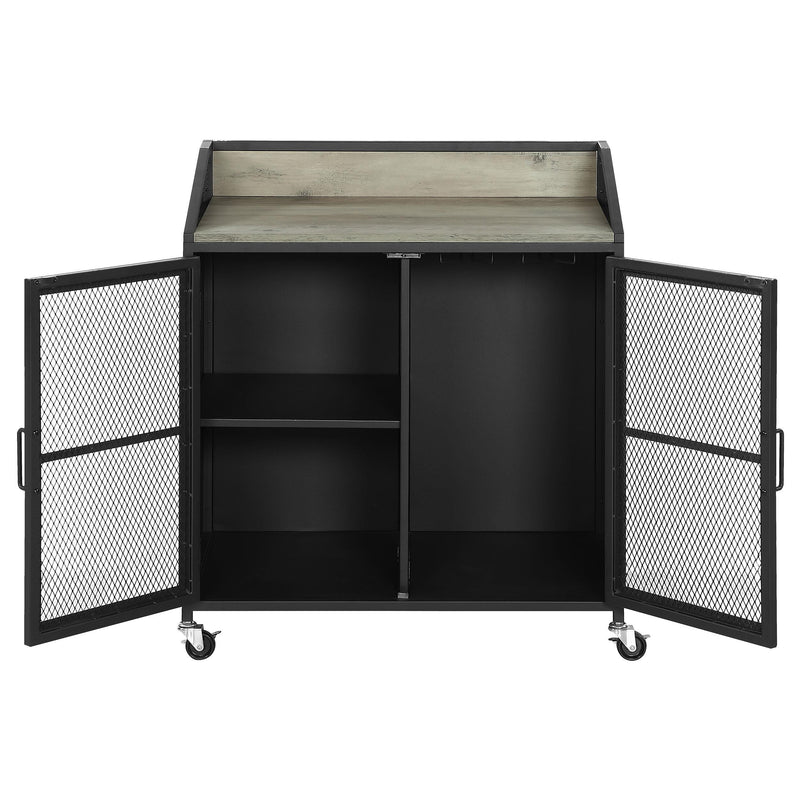 Coaster Furniture Arlette 183476 Wine Cabinet with Wire Mesh Doors - Grey Wash/Sandy Black IMAGE 4
