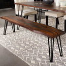  Coaster Furniture Neve 193863 Live Edge Wood Dining Bench Hairpin Legs - Grey Sheesham IMAGE 6