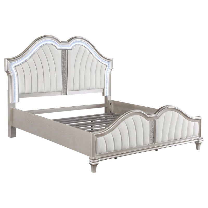 Coaster Furniture Evangeline 223391KE Tufted Upholstered Platform Eastern King Bed - Ivory/Silver Oak IMAGE 5