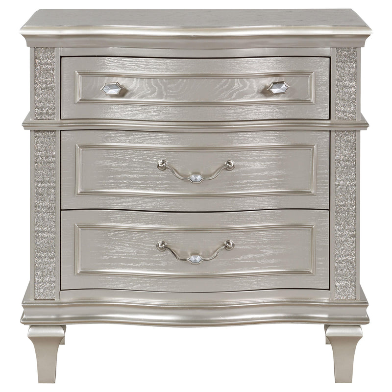 Coaster Furniture Evangeline 223392 3-Drawer Nightstand - Silver Oak IMAGE 2
