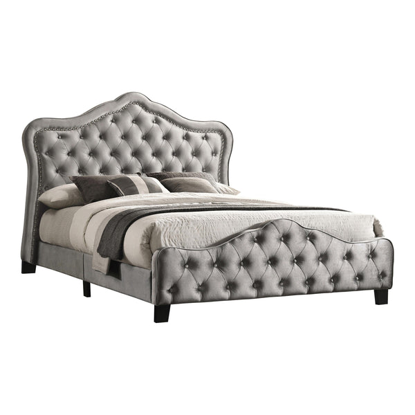 Coaster Furniture Bella 315871KE Upholstered Eastern King Panel Bed - Grey IMAGE 1