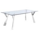  Coaster Furniture Alaia 190711 Rectangular 79-inch Glass Top Dining Table - Chrome IMAGE 1